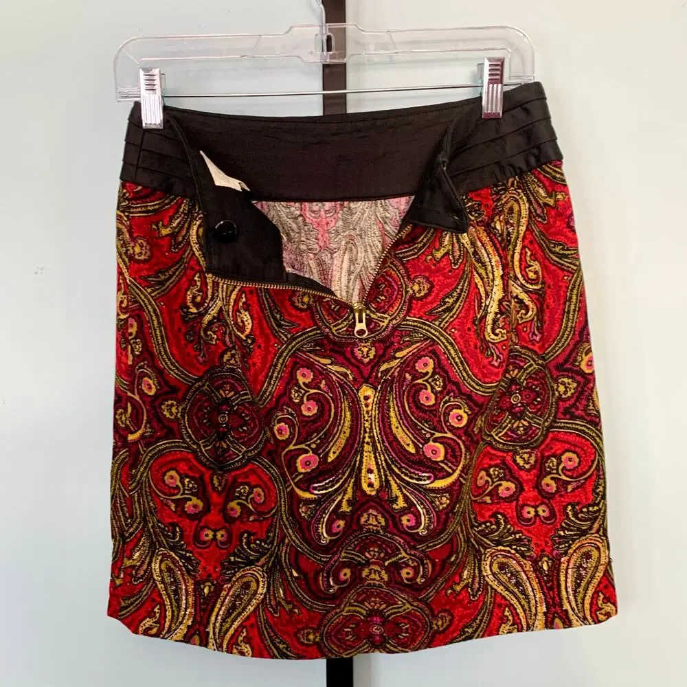 NWOT Anthropologie Cidra Paisley Corduroy Skirt Size 2 - Picture 6 of 8